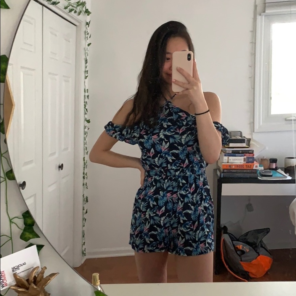 hollister floral halter romper